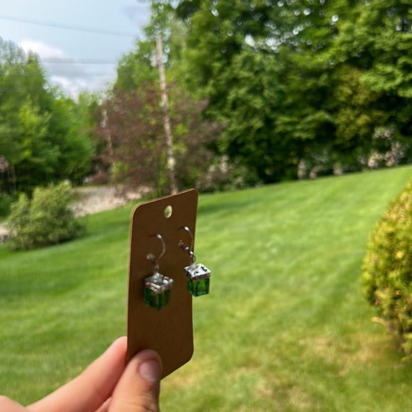 NEW Boutique Silver Zircon Stone Hoop Drop Huggie Style Earrings - Picture 6 of 7